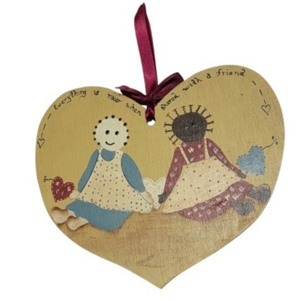 Country Primitive Wood Cut Out Heart Sign